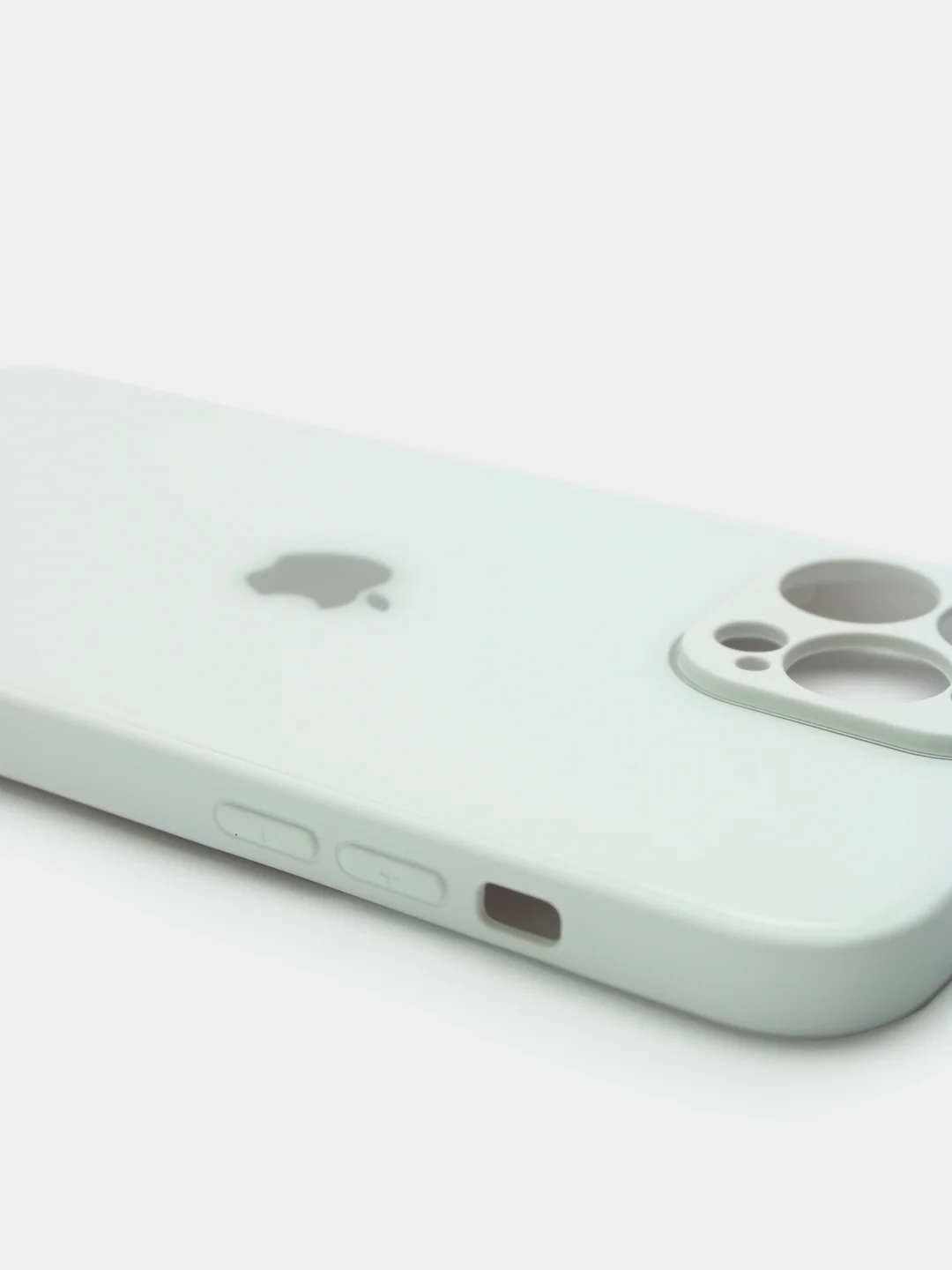 Бежевый меланж чехол силиконовый со стеклянной панелью для iPhone 13 Pro Max