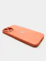 Оранжевый чехол силиконовый со стеклянной панелью для iPhone 13 Pro Max