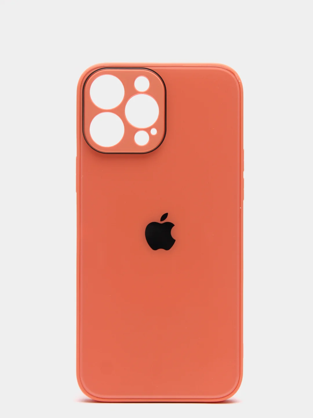 Оранжевый чехол силиконовый со стеклянной панелью для iPhone 13 Pro Max