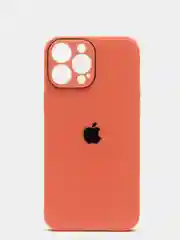 Оранжевый чехол силиконовый со стеклянной панелью для iPhone 13 Pro Max