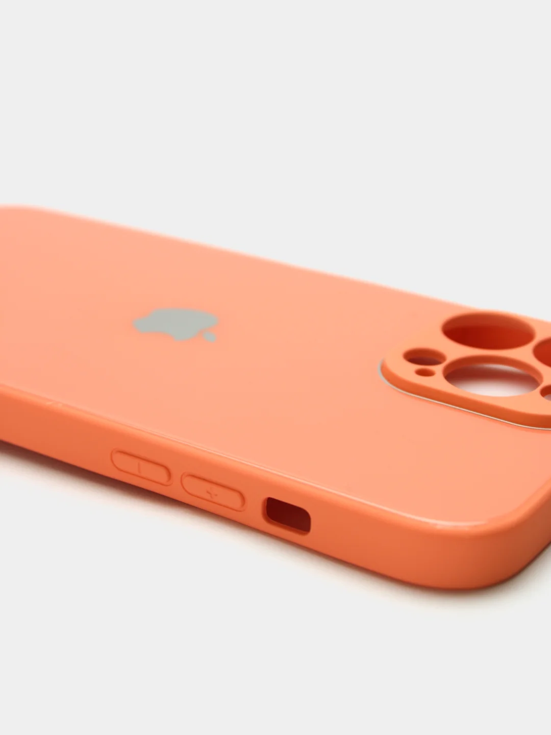 Оранжевый чехол силиконовый со стеклянной панелью для iPhone 13 Pro Max