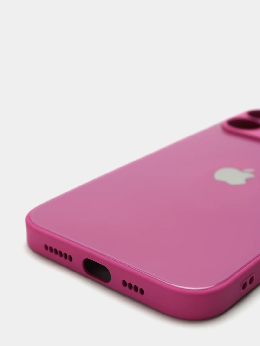 Фуксия чехол силиконовый со стеклянной панелью для iPhone 13 Pro Max