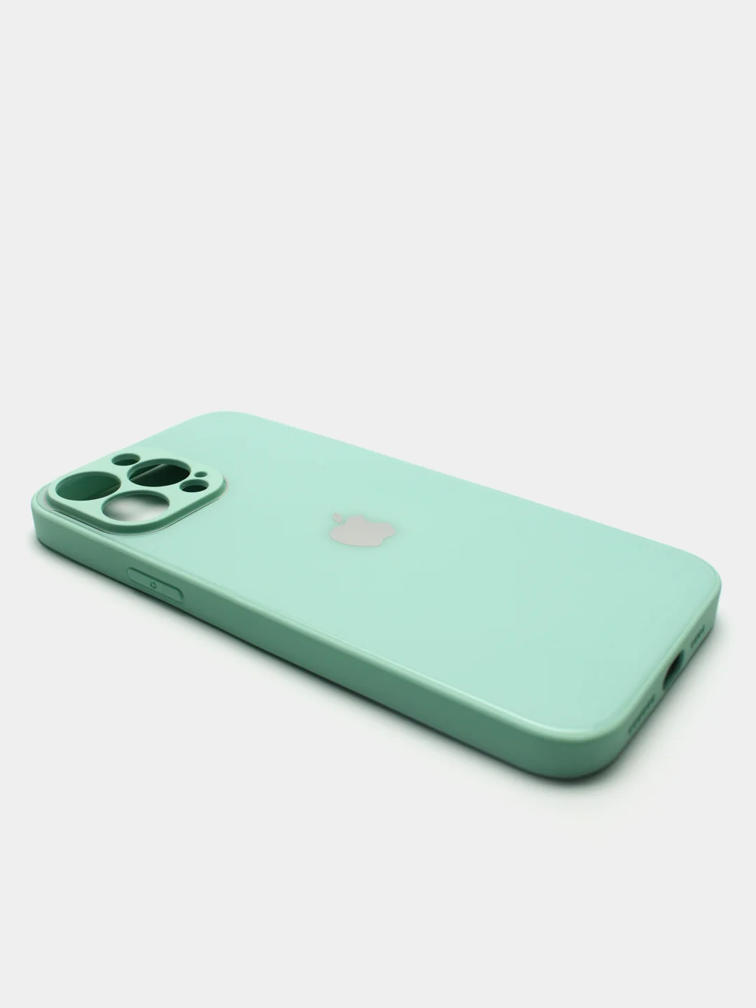 Бирюзовый чехол силиконовый со стеклянной панелью для iPhone 13 Pro Max