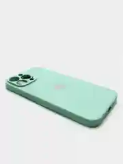 Бирюзовый чехол силиконовый со стеклянной панелью для iPhone 13 Pro Max
