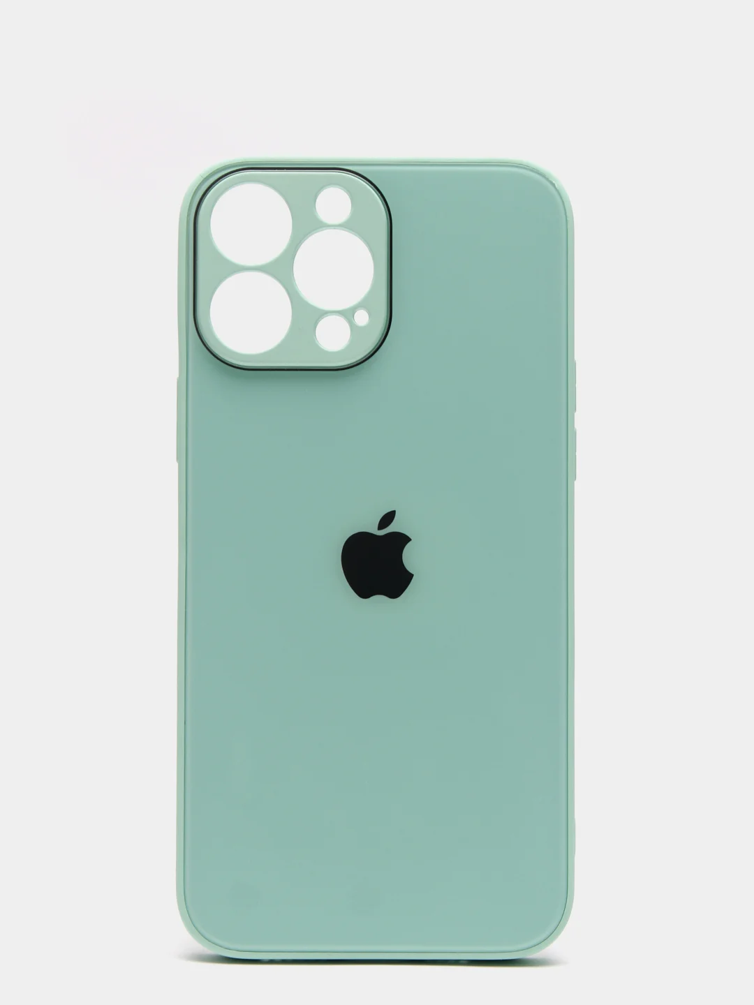 Бирюзовый чехол силиконовый со стеклянной панелью для iPhone 13 Pro Max