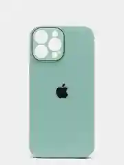 Бирюзовый чехол силиконовый со стеклянной панелью для iPhone 13 Pro Max