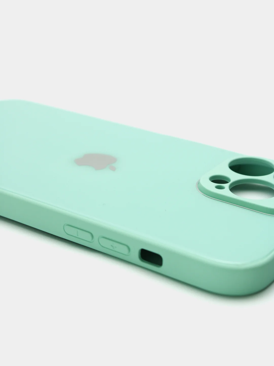 Бирюзовый чехол силиконовый со стеклянной панелью для iPhone 13 Pro Max