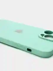 Бирюзовый чехол силиконовый со стеклянной панелью для iPhone 13 Pro Max
