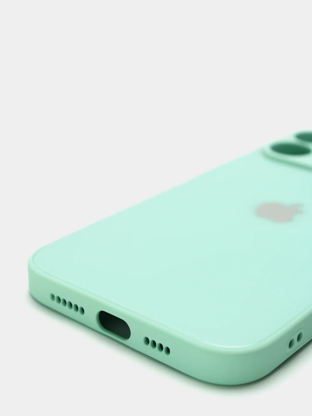 Бирюзовый чехол силиконовый со стеклянной панелью для iPhone 13 Pro Max