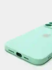 Бирюзовый чехол силиконовый со стеклянной панелью для iPhone 13 Pro Max