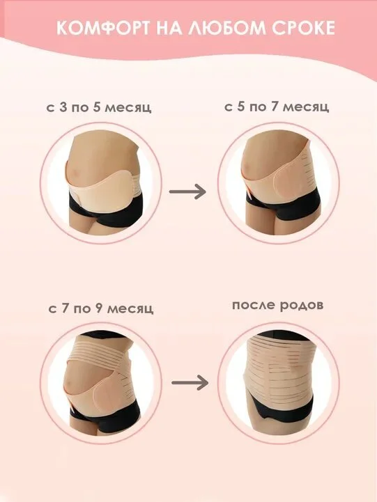 Бежевый бандаж для беременных Moms Balance универсальный 5 в 1 до и послеродовой