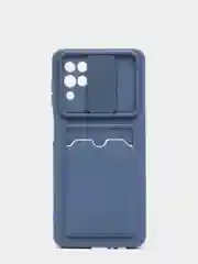 Темно-синий чехол накладка c визитницей Samsung A50, A51, A52, A72, A12, A32, Redmi Note 10 Pro, 9A
