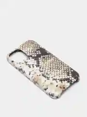Коричневый кожаный чехол с принтом "питон" Apple iPhone 11, 11 pro, 12, 12 Pro, 12 Pro Max