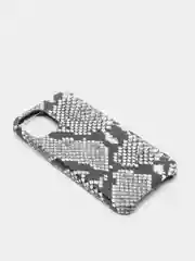 Серый кожаный чехол с принтом "питон" Apple iPhone 11, 11 pro, 12, 12 Pro, 12 Pro Max