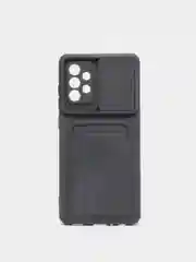 Черный чехол накладка c визитницей Samsung A50, A51, A52, A72, A12, A32, Redmi Note 10 Pro, 9A