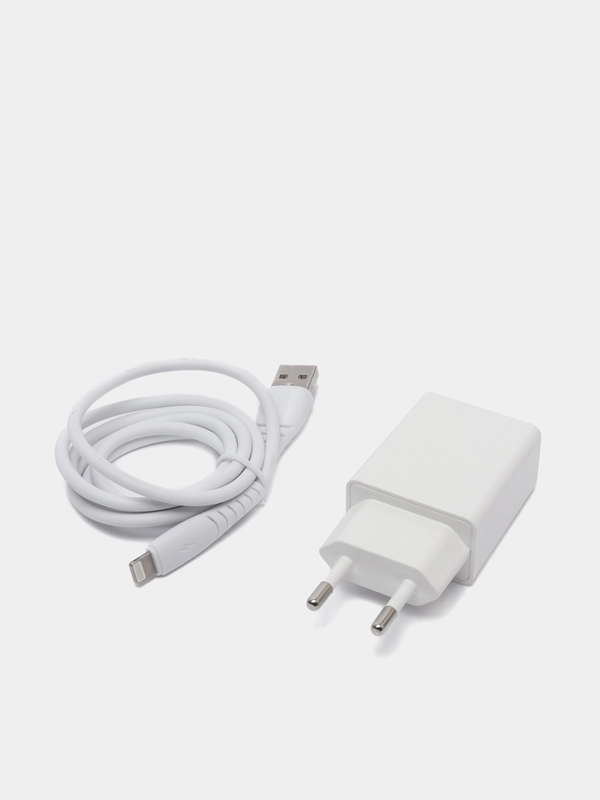 Сетевое зарядное устройство 2 USB, 2.4 A с кабелем Type-C, Micro USB, Lightning iPhone