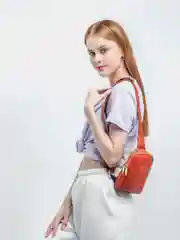 Терракотовый сумка женская, через плечо, из кожи