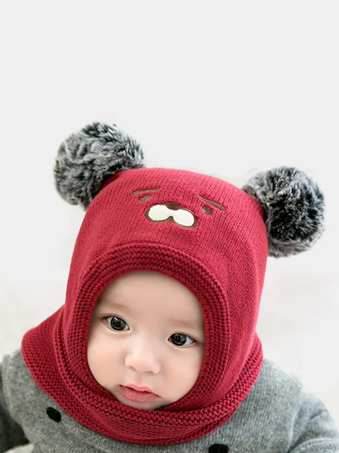Детская шапка с ушками зимняя вязаная для девочки GSK-160