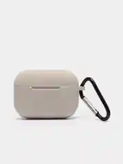 Серый меланж силиконовый чехол для наушников Airpods (Аирподс) 1, 2, 3, Pro, с карабином-держателем