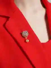 Брошь "Тигр" с подвеской бусиной
