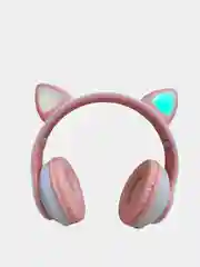 Розовый беспроводные Bluetooth наушники с кошачьими светящимися ушками Cat Ear