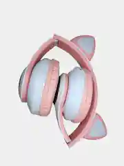 Розовый беспроводные Bluetooth наушники с кошачьими светящимися ушками Cat Ear
