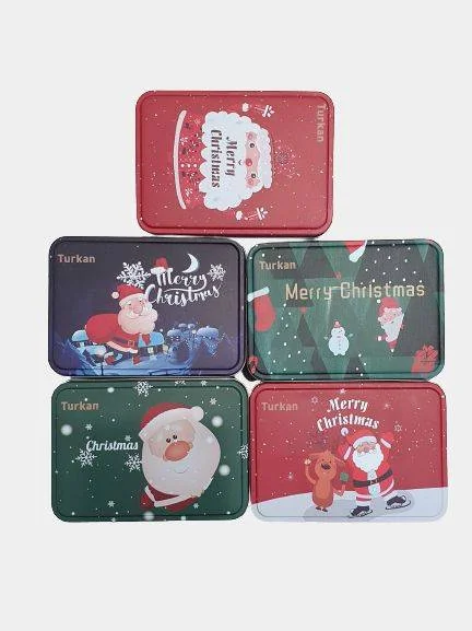 Алый новогодние носки Christmas, в подарочной жестяной коробочке, 3 пары
