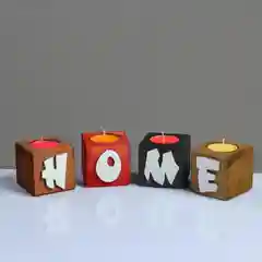 Подсвечник деревянный для интерьера "HOME", 4 штук