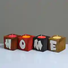 Подсвечник деревянный для интерьера "HOME", 4 штук