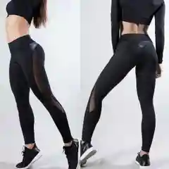 Черный женские спортивные легинсы Lacos-133, с сеточкой