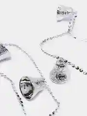 Серебряный бусы декоративные с колокольчиками, 100см, пластик, 4 цвета