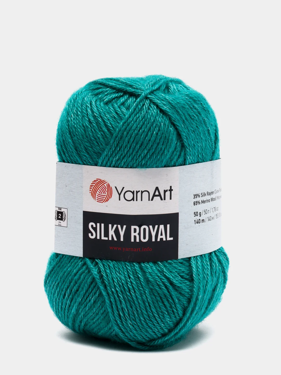 Тёмно-бирюзовый пряжа YarnArt Silky Royal, 50г/140м, шелк Rayon и мериносовая шерсть