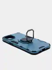 Синий меланж чехол противоударный с кольцом-держателем на Apple iPhone 13 (Айфон 13)