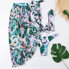 Зеленый купальник раздельный с порео