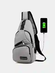 Серый мужская сумка через плечо, молодежная, подростковая, USB-кабель, 3 цвета