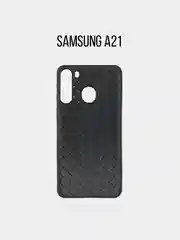 Чехол для Samsung A21  плетеный силиконовый черный для Самсунг
