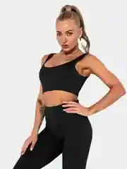 Черный топ спортивный женский в рубчик для фитнеса и йоги, 3 цвета