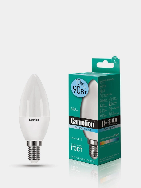 Лампа светодиодная Camelion LED10-C35/845/E14, 10Вт, 220В