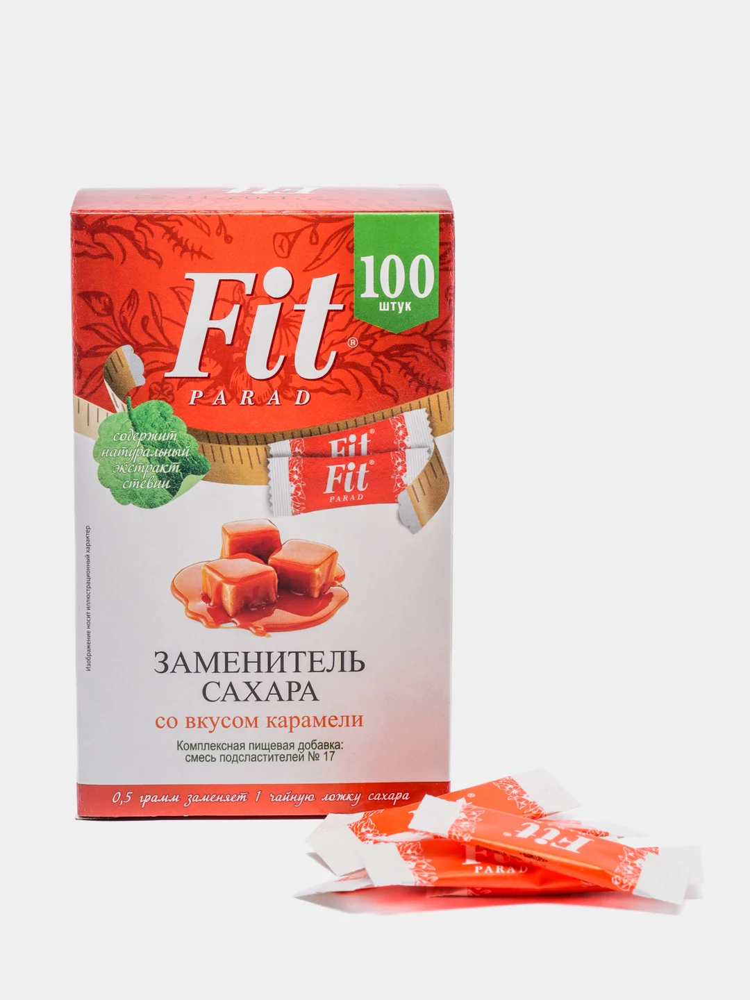 Сахарозаменитель FitPARAD, смесь подсластителей №17, со вкусом карамели, 100 стиков, 50 г