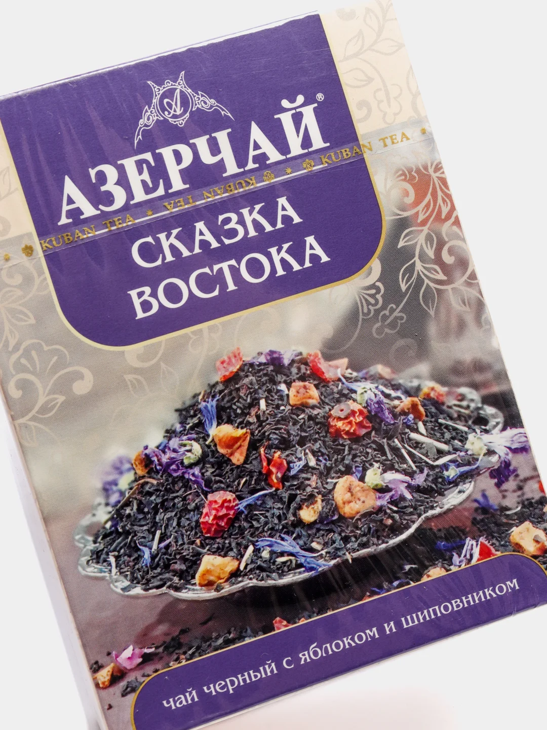 Чай АЗЕРЧАЙ "Сказка Востока", черный с яблоком и шиповником, листовой, 90 г