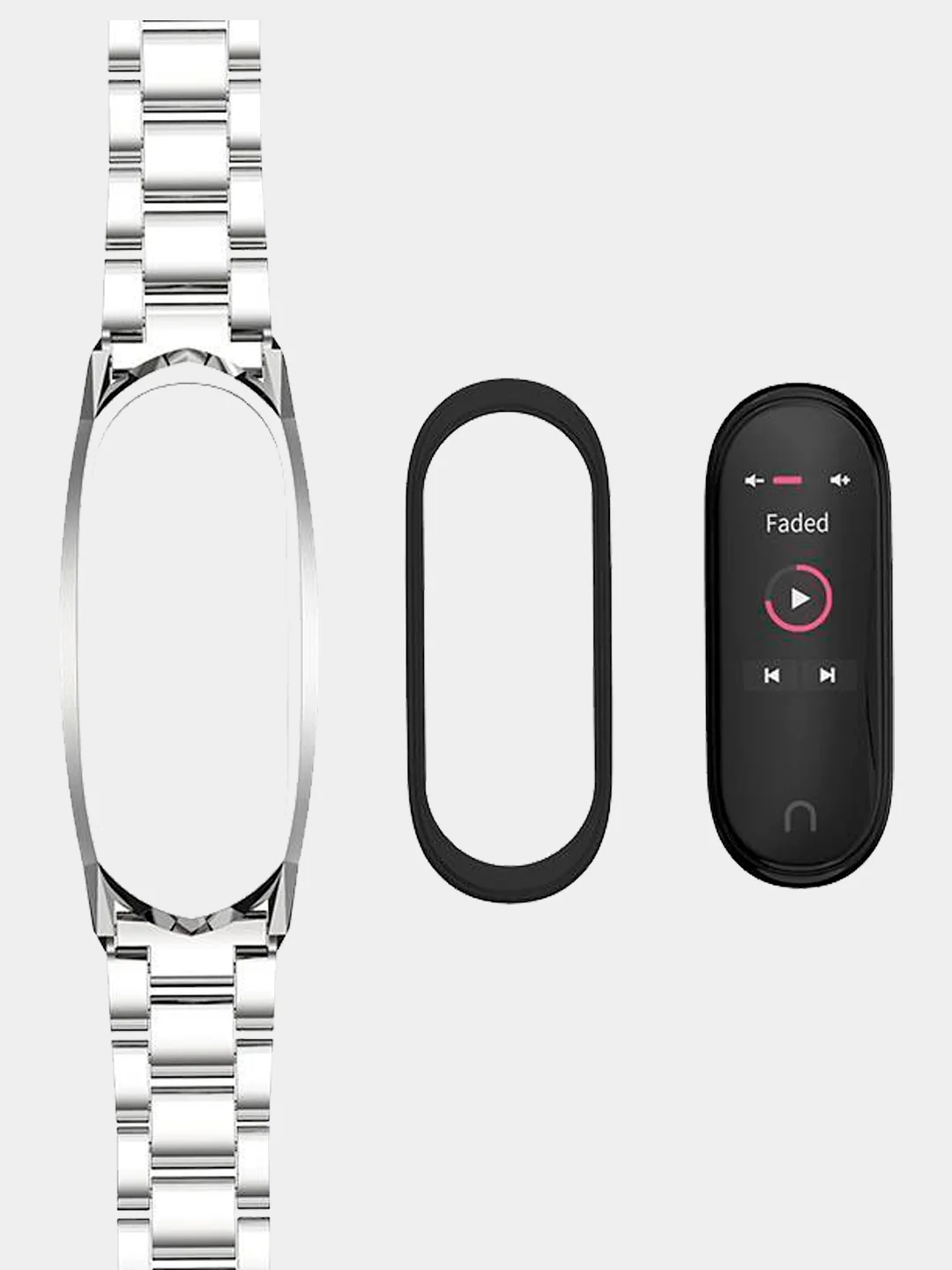 Черный металлический ремешок для Xiaomi Mi Band 3 / 4 / 5 / 6