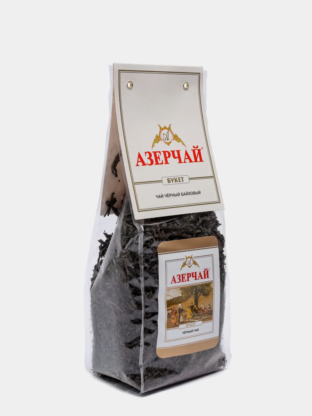 Чай АЗЕРЧАЙ "Букет", черный байховый, крупнолистовой, прозрачная упаковка, 200 г