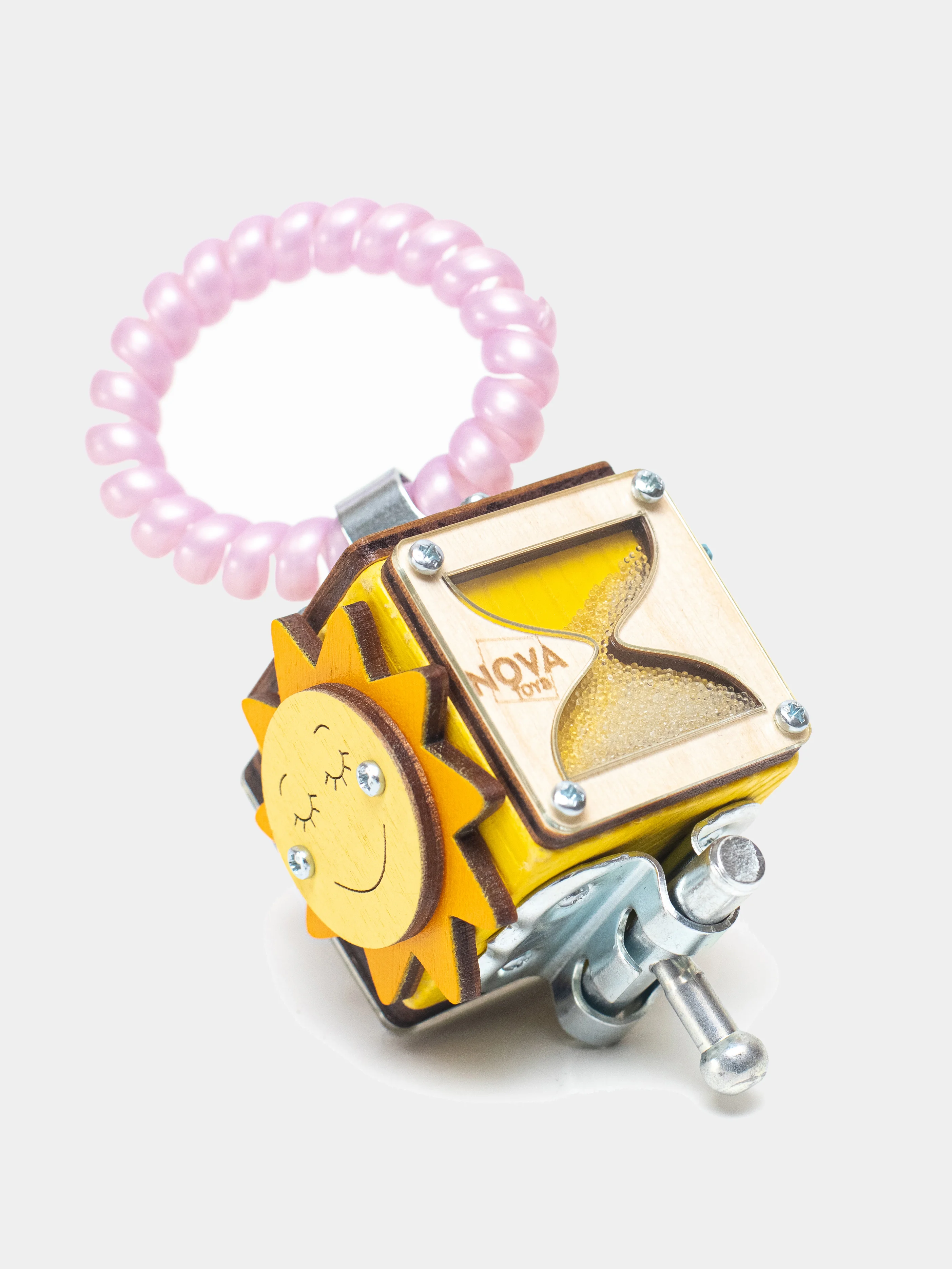 Желтый бизикубик Мини NOVA Toys/ Развивающие игрушки/ Деревянные для малышей / Дорожный Бизиборд