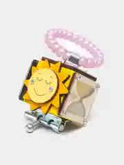 Желтый бизикубик Мини NOVA Toys/ Развивающие игрушки/ Деревянные для малышей / Дорожный Бизиборд