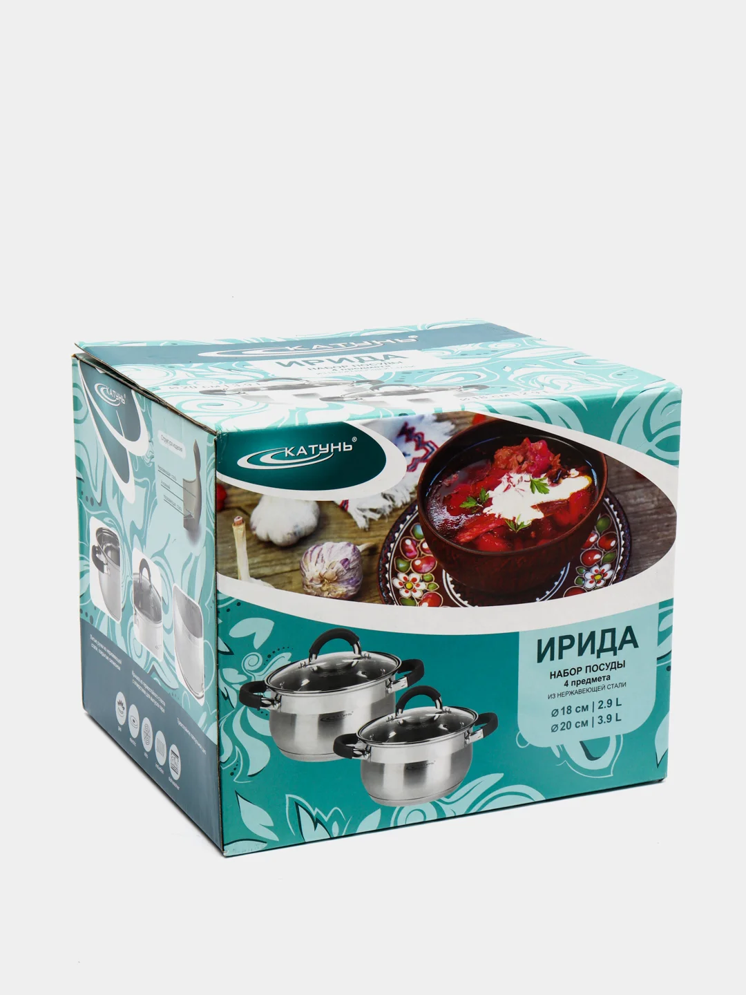 Набор кастрюль Катунь Ирида КТ08-B, 4пр. (2,9л+3,9л)
