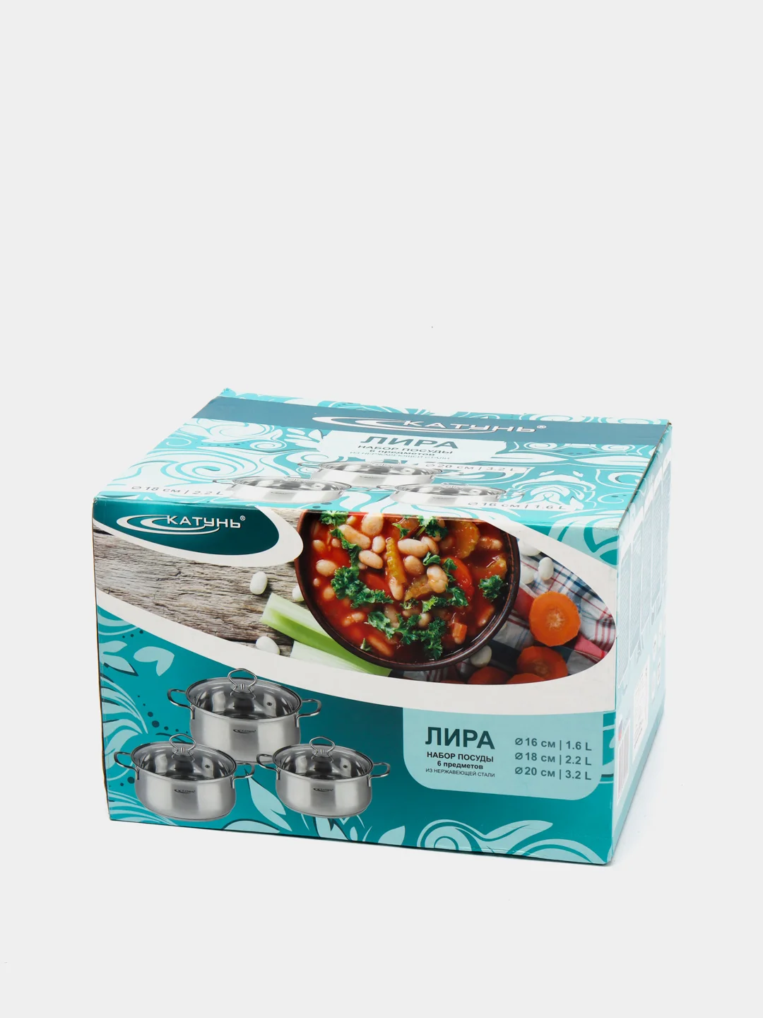Набор кастрюль Катунь Лира КТ-CP-001, 6пр. (1,6л+2,2л+3,2л)