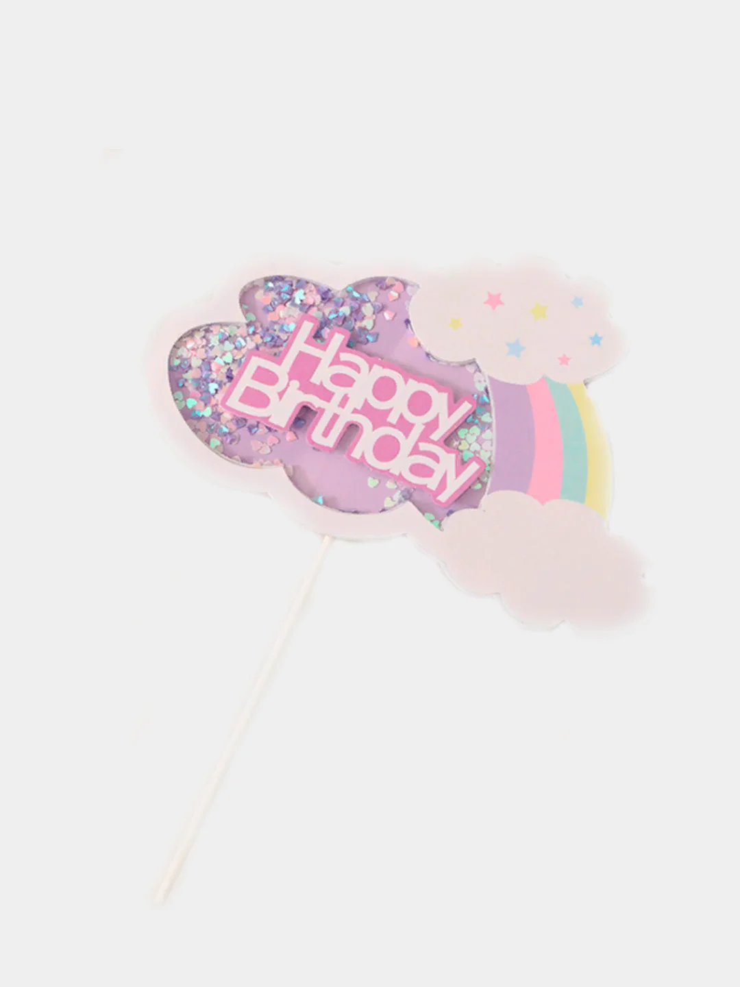 Фиолетовый топпер для украшения торта Happy birthday