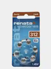 Элемент питания Renata ZA312 PR41, AC312, DA312, для слуховых аппаратов, воздушно-цинковая