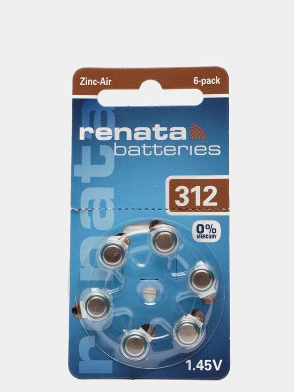Элемент питания Renata ZA312 PR41, AC312, DA312, для слуховых аппаратов, воздушно-цинковая