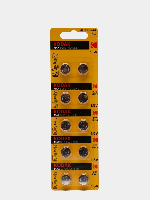 Элемент питания (батарейка/таблетка) KODAK AG13 щелочная, 357, LR1154, LR44, 1.5 В 10 шт